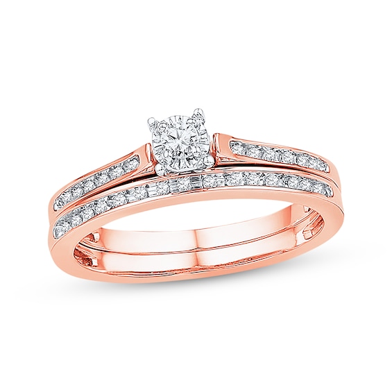 Previously Owned Diamond Bridal Set 1/ ct tw Round-cut 10K Rose Gold