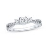 Thumbnail Image 1 of Previously Owned 3-Stone Diamond Engagement Ring 1/2 ct tw Princess & Round-cut 14K White Gold