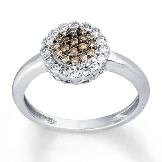 Previously Owned Brown/White Diamond Ring 1/3 ct tw Sterling Silver