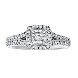 Previously Owned Diamond Ring 1/2 ct tw Princess/Round-cut 14K White Gold