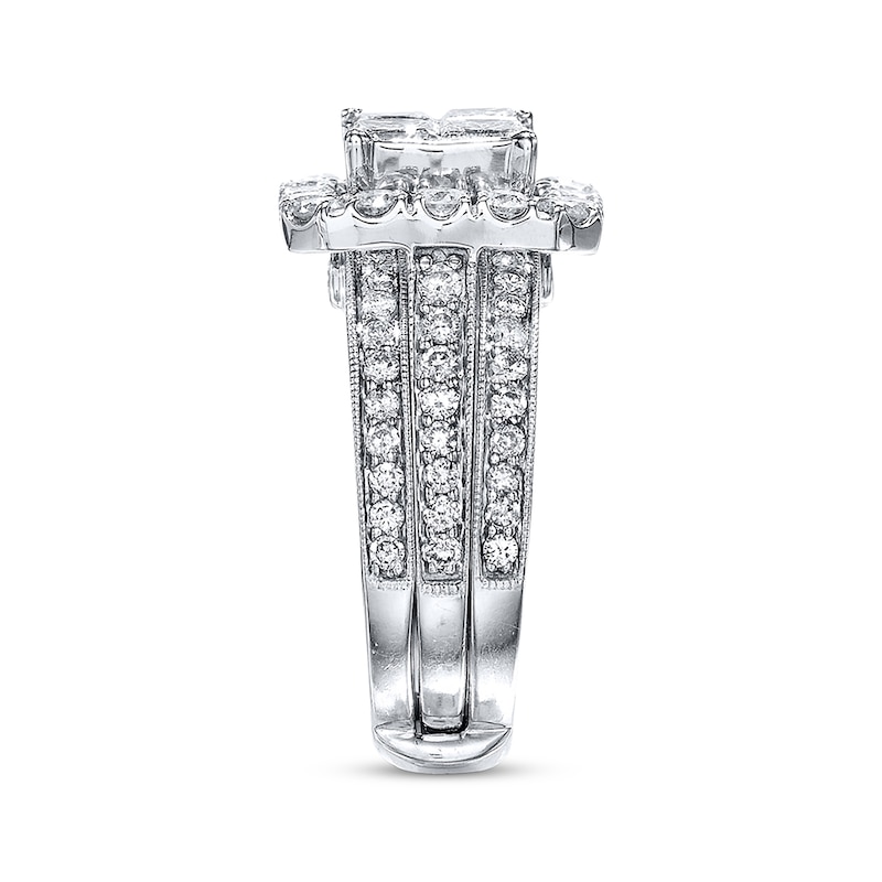 Previously Owned Diamond Bridal Set 3 ct tw Princess & Round-cut 14K White Gold
