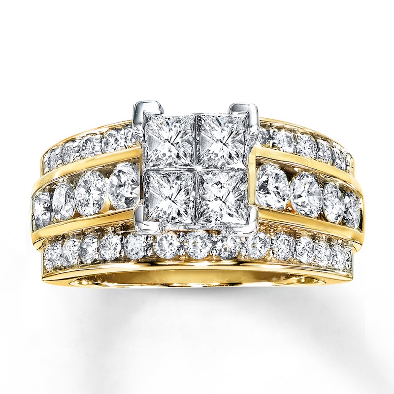 Previously Owned Diamond Engagement Ring 2-5/8 cttw Princess-cut 14K Yellow Gold