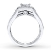 Thumbnail Image 1 of Previously Owned Diamond Bridal Set 3/8 ct tw Princess/Round-cut 14K White Gold