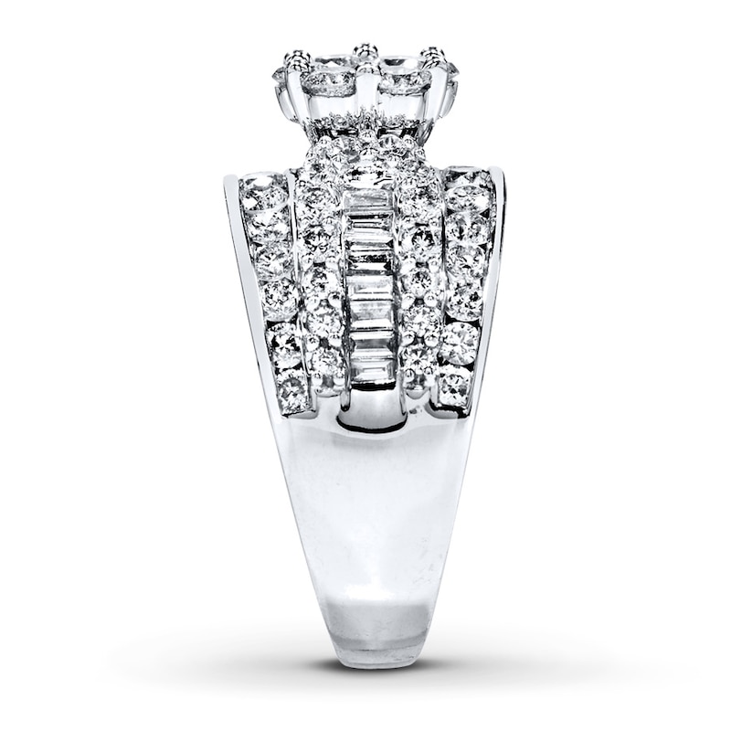 Main Image 3 of Previously Owned Diamond Engagement Ring 2 ct tw Round/Baguette 14K White Gold