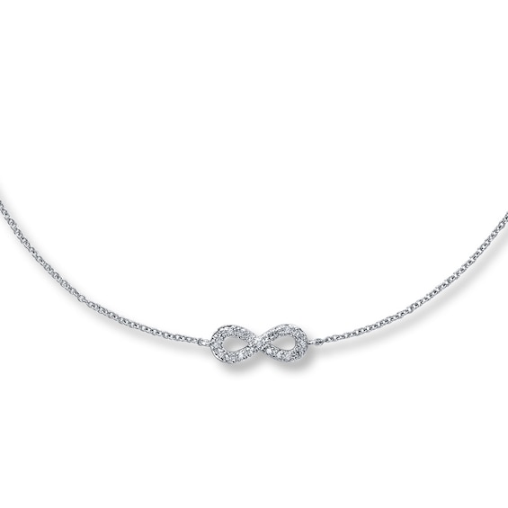 Previously Owned Diamond Infinity Necklace 1/10 ct tw Round-cut Sterling Silver