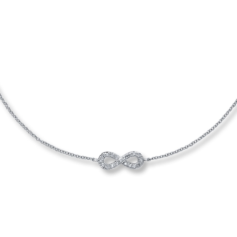 Main Image 1 of Previously Owned Diamond Infinity Necklace 1/10 ct tw Round-cut Sterling Silver