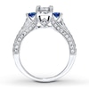 Thumbnail Image 2 of Previously Owned 3-Stone Diamond & Sapphire Ring 1 ct tw Princess-cut 14K White Gold