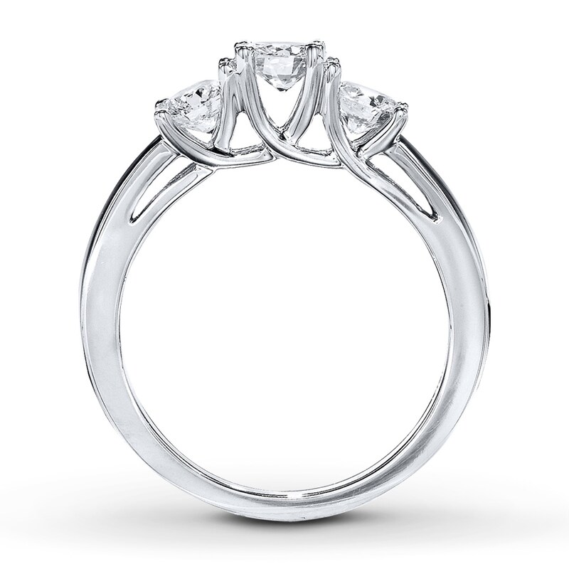 Previously Owned 3-Stone Diamond Ring 1 ct tw Round-cut 14K White Gold