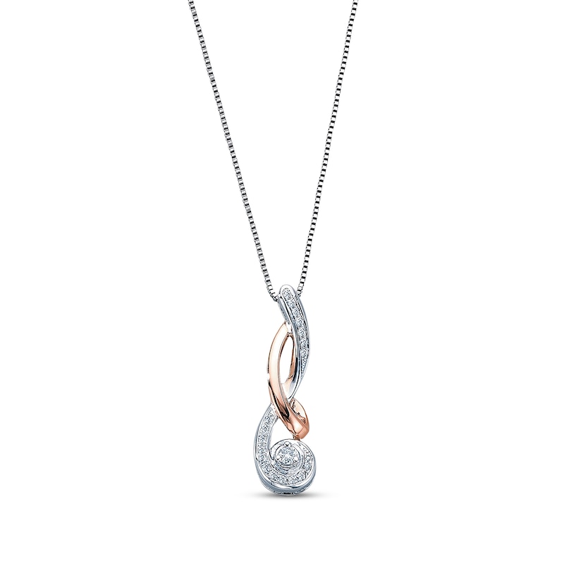 Main Image 1 of Previously Owned Diamond Necklace 1/6 cttw 10K Rose Gold & Sterling Silver 18&quot;