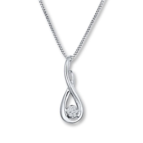 Previously Owned Diamond Necklace 1/20 ct tw Round-cut Sterling SIlver
