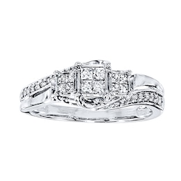 Previously Owned Diamond Ring 1/3 ct tw Princess & Round-cut 14K White Gold