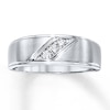 Thumbnail Image 1 of Previously Owned Diamond Men's Wedding Band 1/10 ct tw Round-cut 10K White Gold