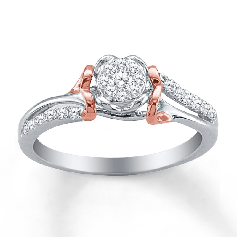 Main Image 1 of Previously Owned Diamond Promise Ring 1/4 ct tw Sterling Silver & 10K Rose Gold