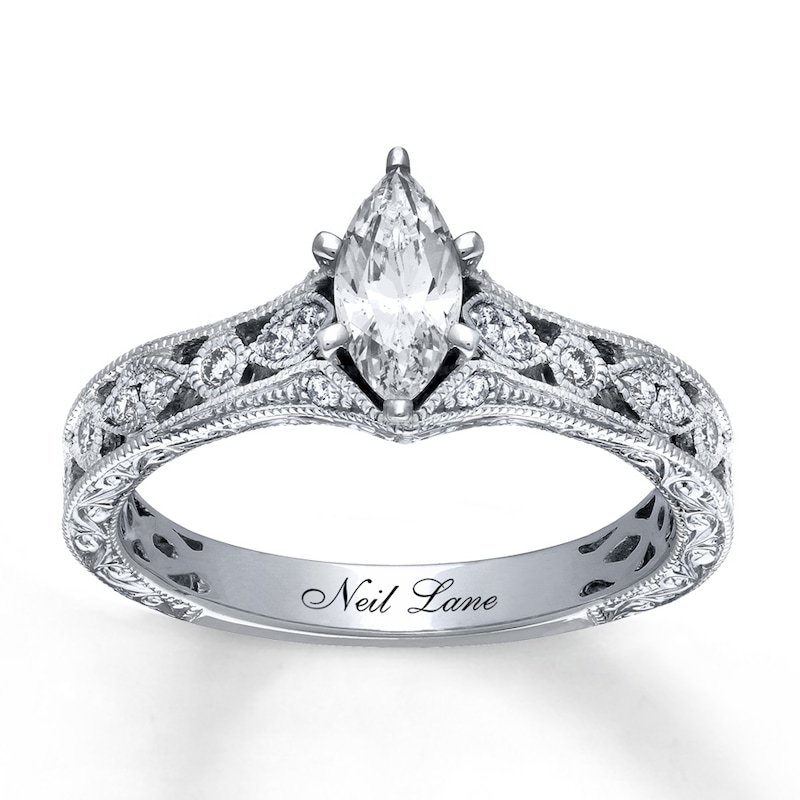 Previously Owned Neil Lane Diamond Ring 3/4 ct tw Marquise & Round-cut 14K White Gold