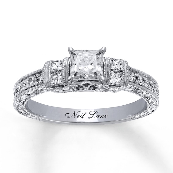 Previously Owned Neil Lane Bridal Ring 1-1/8 ct tw Princess/Round-cut Diamonds