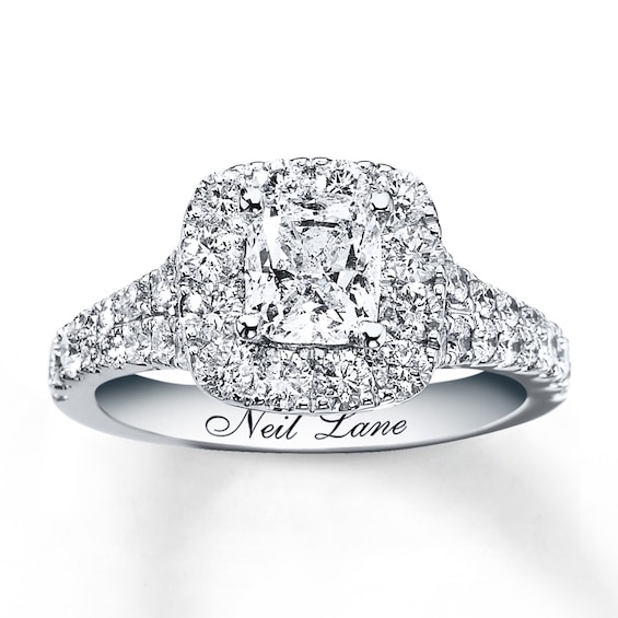 Previously Owned Neil Lane Diamond Ring 2-1/6 ct tw Cushion & Round-cut 14K Gold