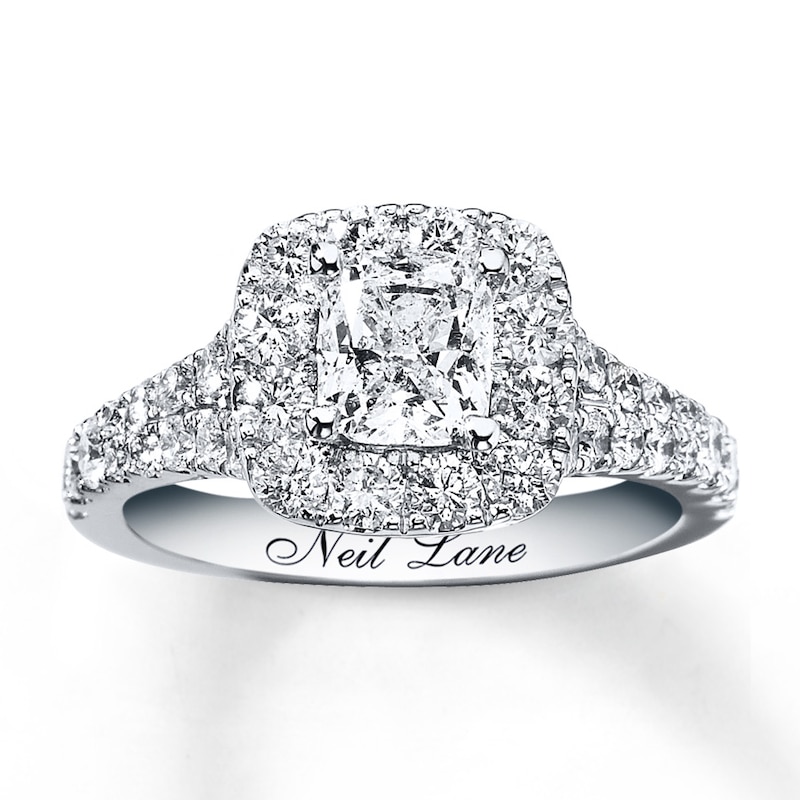Main Image 1 of Previously Owned Neil Lane Diamond Ring 2-1/6 ct tw Cushion & Round-cut  14K Gold