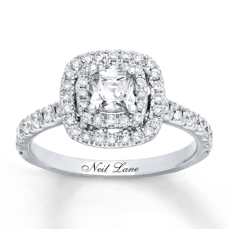 Main Image 1 of Previously Owned Neil Lane Cushion & Round-cut Diamond Ring 1-1/8 ct tw 14K Gold