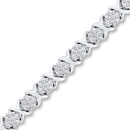 Previously Owned Diamond Bracelet 3/4 ct tw Round-cut Sterling Silver 7.5"