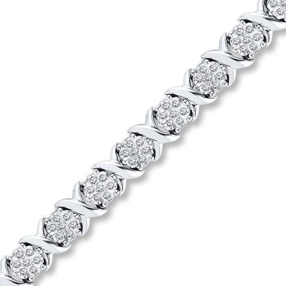 Previously Owned Diamond Bracelet 3/4 ct tw Round-cut Sterling Silver 7.5"