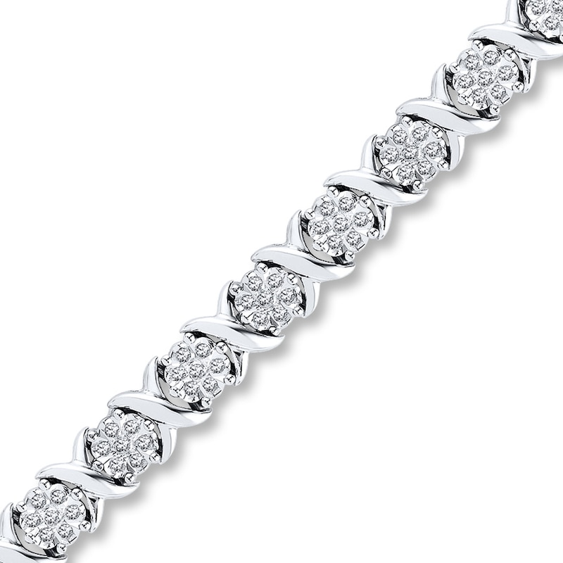 Main Image 1 of Previously Owned Diamond Bracelet 3/4 ct tw Round-cut Sterling Silver 7.5&quot;