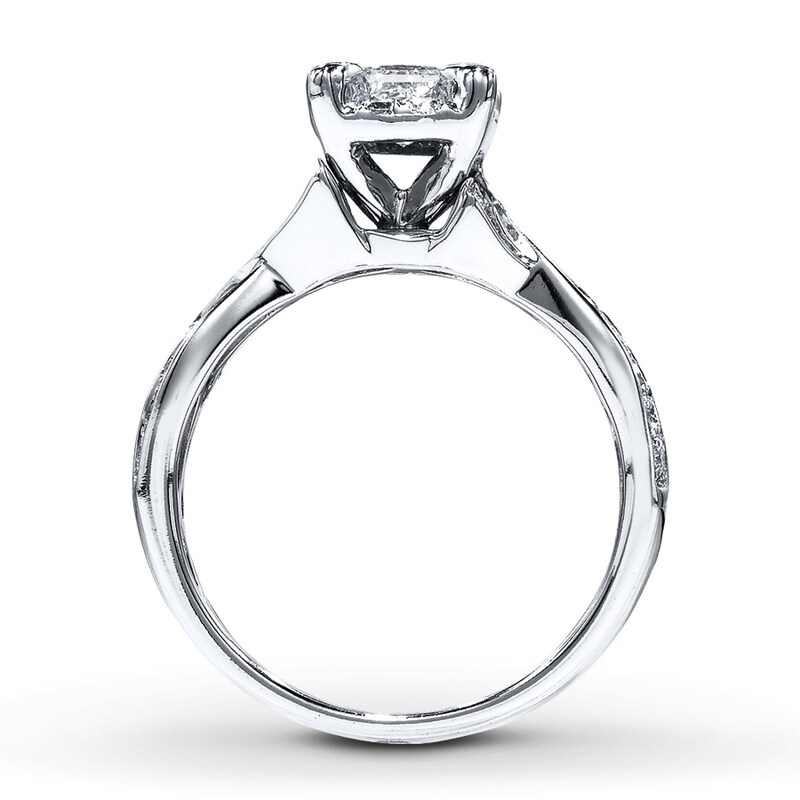 Main Image 2 of Previously Owned Diamond Ring 1 ct tw Princess & Round-cut 14K White Gold