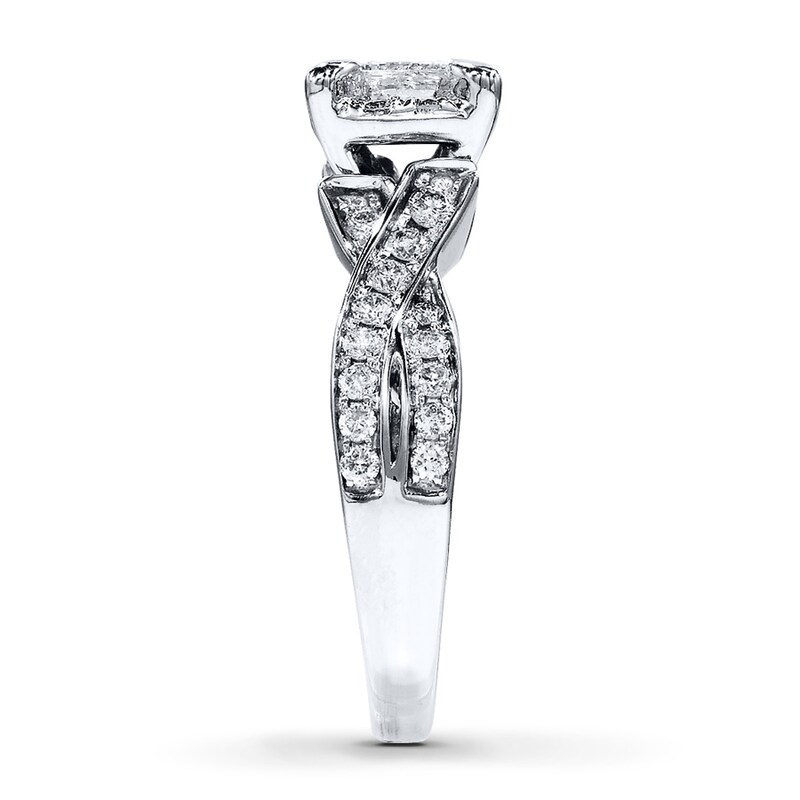 Main Image 3 of Previously Owned Diamond Ring 1 ct tw Princess & Round-cut 14K White Gold