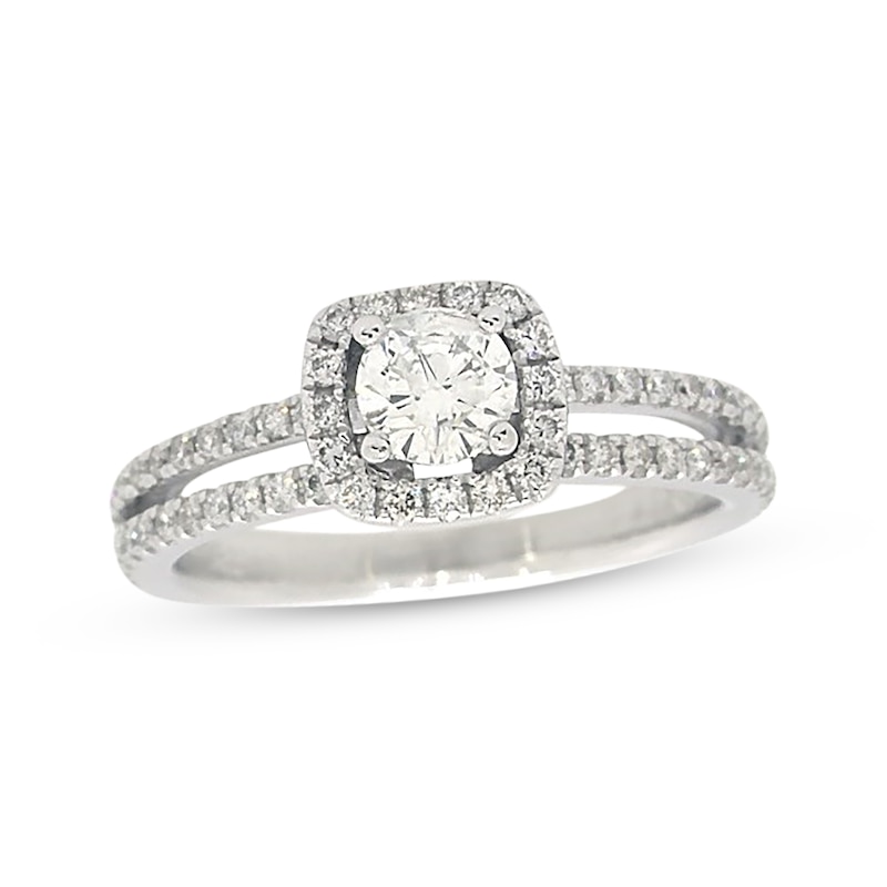 Previously Owned Diamond Engagement Ring 3/4 ct tw Round-cut 14K White ...