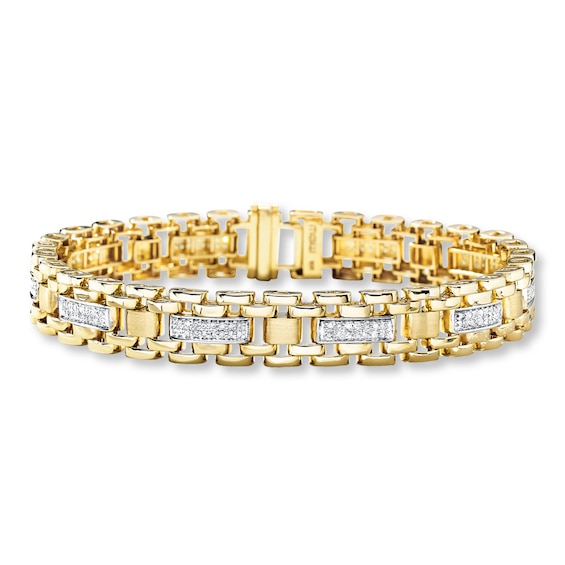 Previously Owned Men's Bracelet 3/4 ct tw Diamonds 10K Yellow Gold 8.25"
