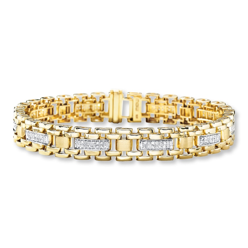 Main Image 1 of Previously Owned Men's Bracelet 3/4 ct tw Diamonds 10K Yellow Gold 8.25&quot;