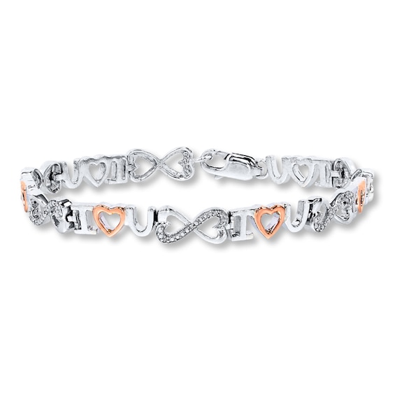 Previously Owned Diamond Bracelet Sterling Silver & 10K Rose Gold 7"