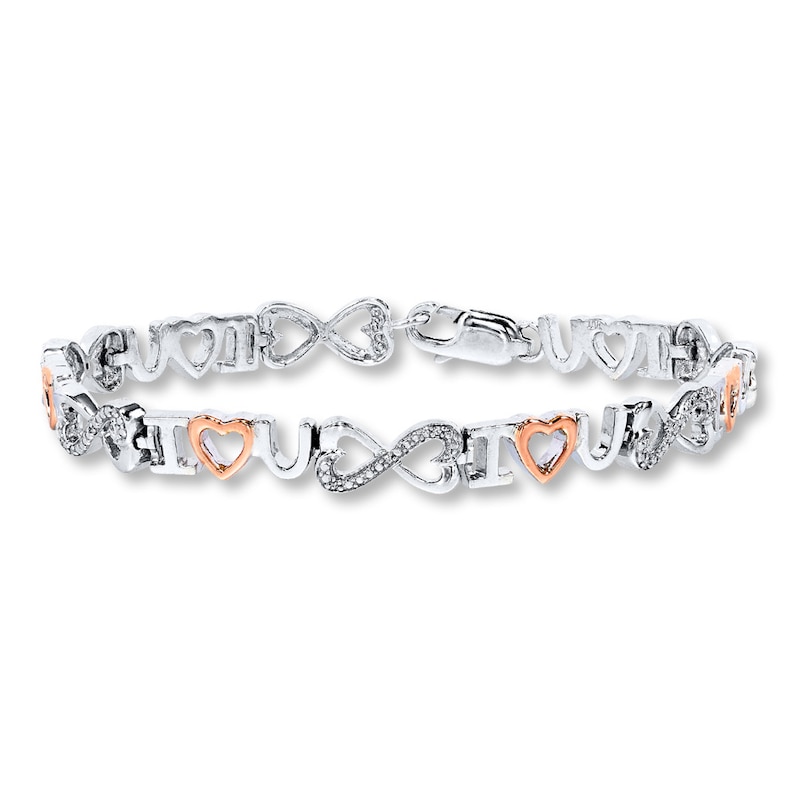 Main Image 1 of Previously Owned Diamond Bracelet Sterling Silver & 10K Rose Gold 7&quot;