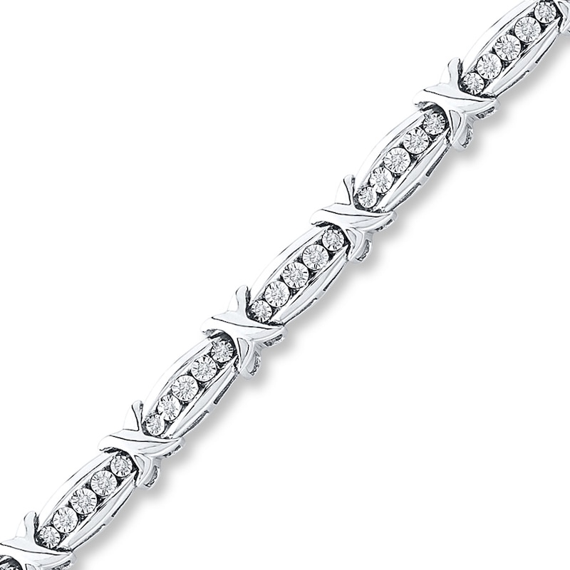 Main Image 1 of Previously Owned Diamond Bracelet 1/2 ct tw Round-cut Sterling Silver 7.25"