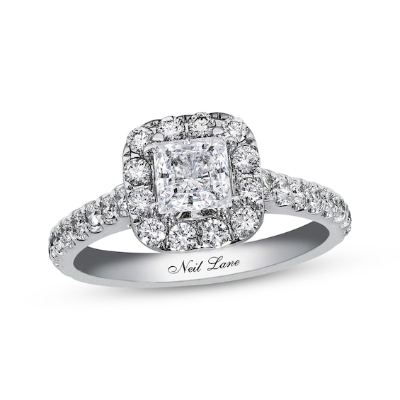 Previously Owned Neil Lane Diamond Engagement Ring 1-1/2 ct tw Princess & Round-cut 14K White Gold Size 5.5