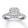 Thumbnail Image 1 of Previously Owned Neil Lane Bridal Ring 1-1/2 ct tw Princess & Round-cut Diamonds 14K White Gold Size 5