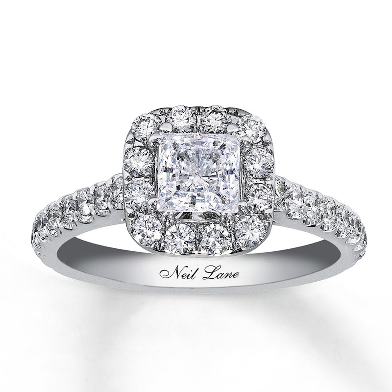 Main Image 1 of Previously Owned Neil Lane Bridal Ring 1-1/2 ct tw Princess & Round-cut Diamonds 14K White Gold Size 5
