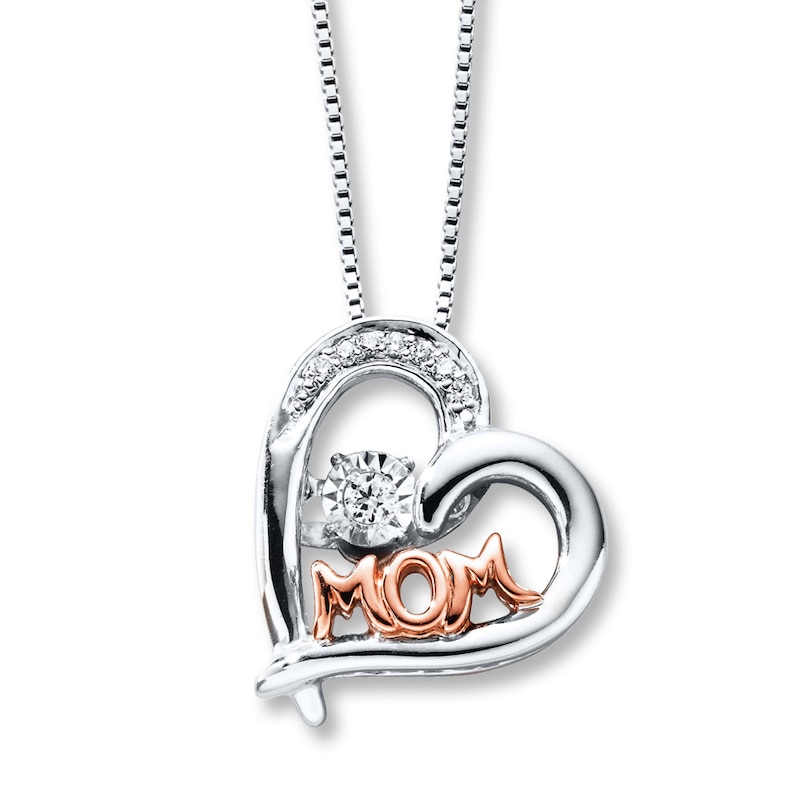 Main Image 1 of Previously Owned Diamond Necklace 1/20 ct tw Sterling Silver & 10K Rose Gold 18&quot;