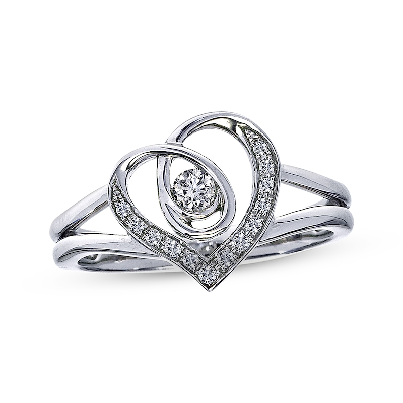 Previously Owned Heart Ring 1/10 ct tw Diamonds Round-cut Sterling Silver