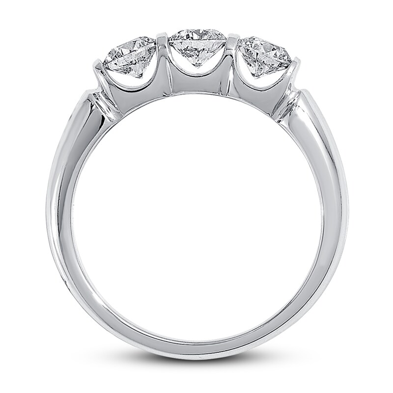 Previously Owned Three-Stone Diamond Ring 1 ct tw Round-cut 14K White Gold