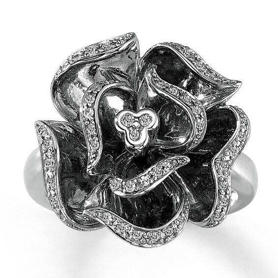 Previously Owned Diamond Flower Ring 1/5 ct tw Sterling Silver