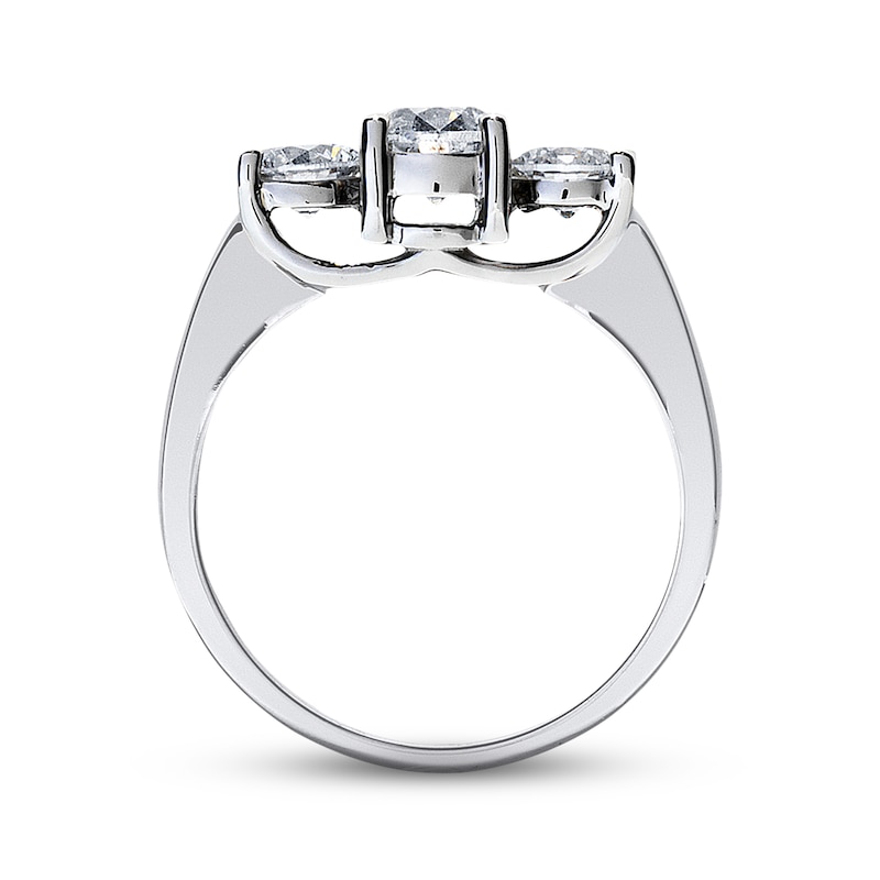 Main Image 2 of Previously Owned 3-Stone Anniversary Ring 1-1/2 ct tw Round-cut Diamonds 14K White Gold/Platinum