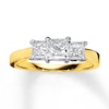 Thumbnail Image 1 of Previously Owned Ring 1 ct tw Princess-cut Diamonds Platinum/14K Yellow Gold