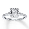 Thumbnail Image 0 of Previously Owned Diamond Engagement Ring 1/2 ct tw Princess & Round-cut 14K White Gold