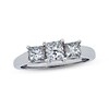 Thumbnail Image 0 of Previously Owned Diamond Three-Stone Engagement Ring 1 ct tw Princess-cut 14K White Gold & Platinum