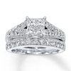 Thumbnail Image 1 of Previously Owned Diamond Bridal Set 1-1/2 ct tw Princess & Round-cut 14K White Gold