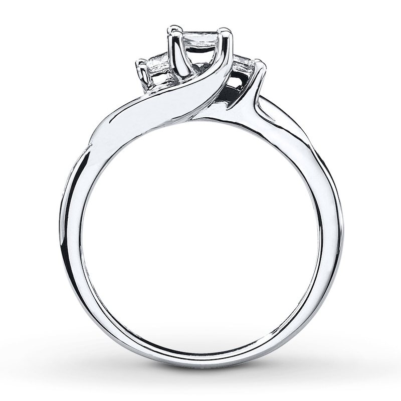 Main Image 2 of Previously Owned Diamond Ring 1/2 ct tw Princess & Round-cut 10K White Gold