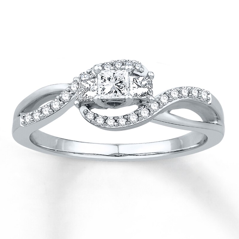 Previously Owned Engagement Ring 3/8 ct tw Princess & Round-cut Diamonds 10K White Gold