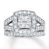 Thumbnail Image 0 of Previously Owned Diamond Bridal Set 2 ct tw Princess & Round-Cut 14K White Gold