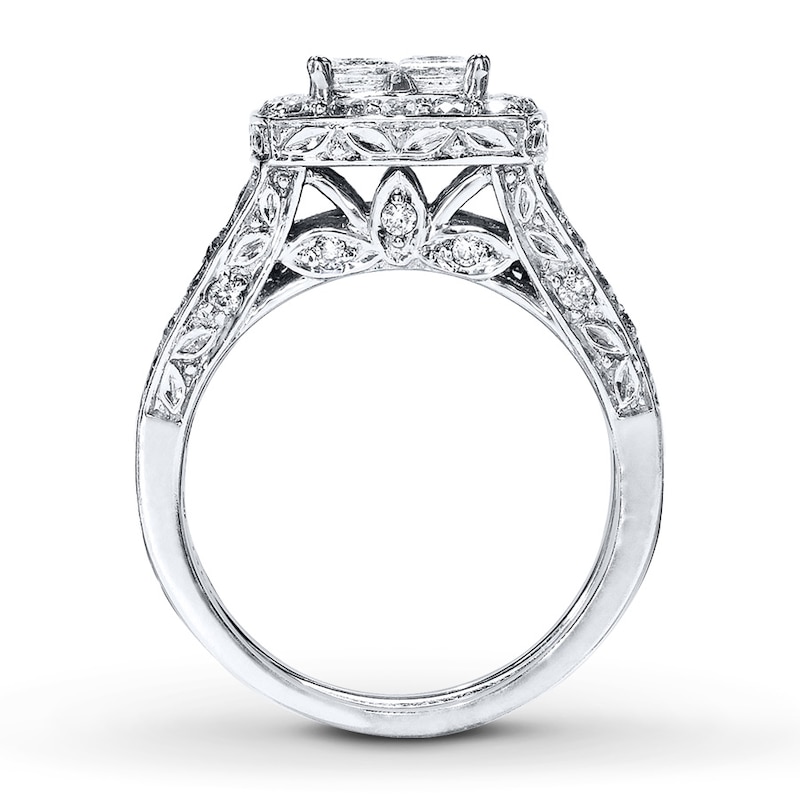 Previously Owned Diamond Bridal Set 2 ct tw Princess & Round-Cut 14K White Gold