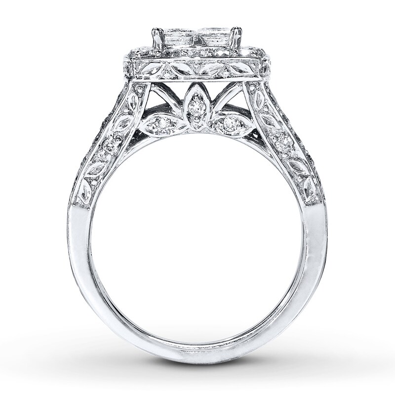 Main Image 2 of Previously Owned Diamond Bridal Set 2 ct tw Princess & Round-Cut 14K White Gold